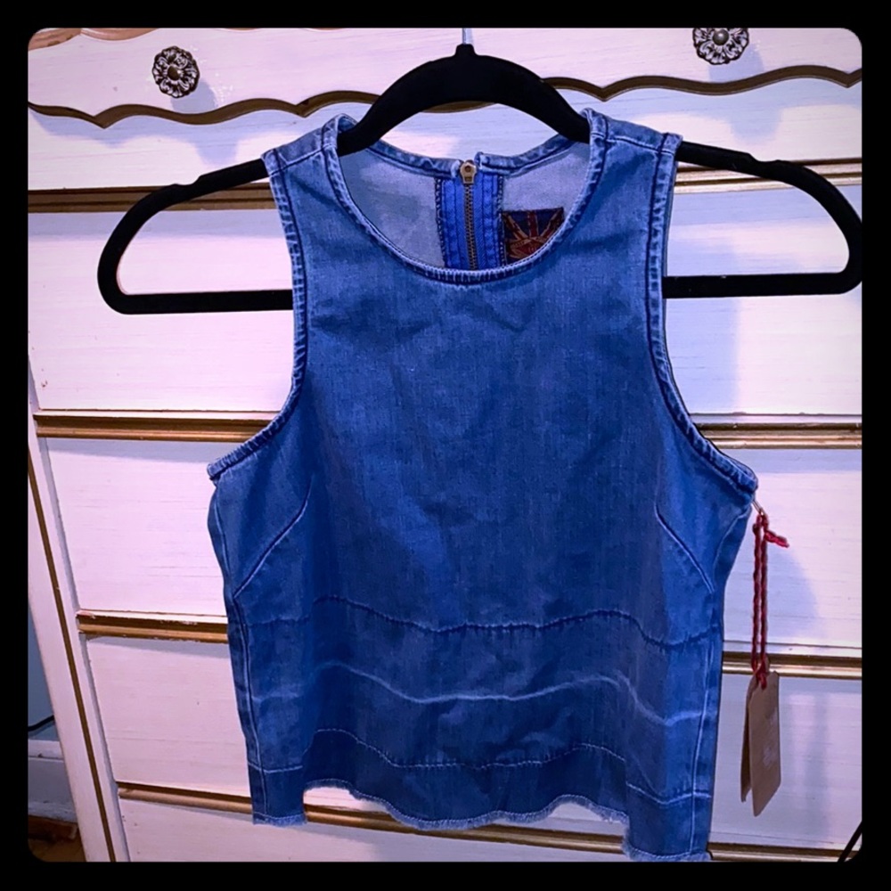 Lee Cooper denim cropped festival top size small